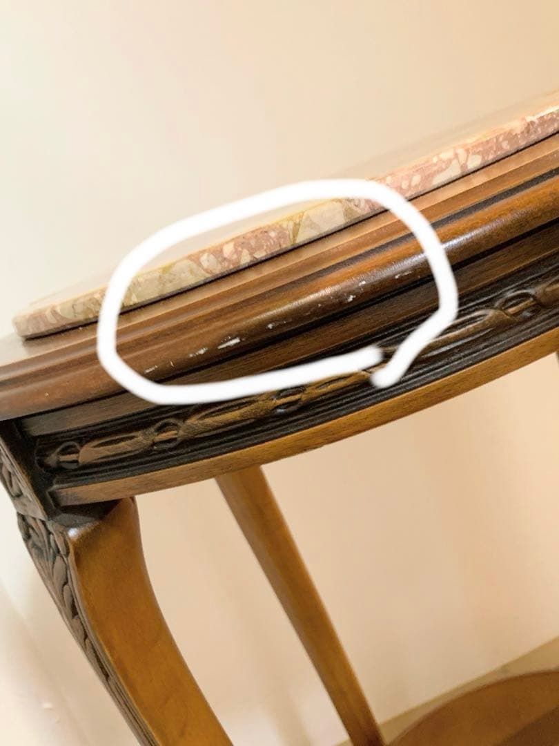 木製　サイドテーブル 　大理石　天板　アンティーク ロココ朝 アールヌーボー