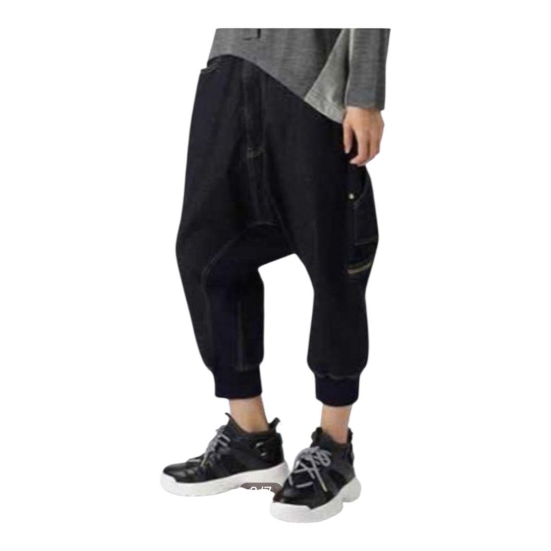 ♠【メルシーボークー】✨美品　サルエルデニム　ストレッチ　インディゴ/藍色　L