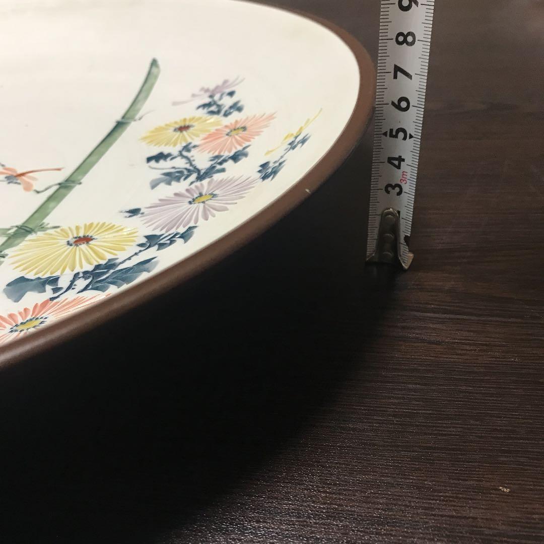 観賞皿　飾り皿　菊絵　希少　彫刻品　美術品　作家物　在銘