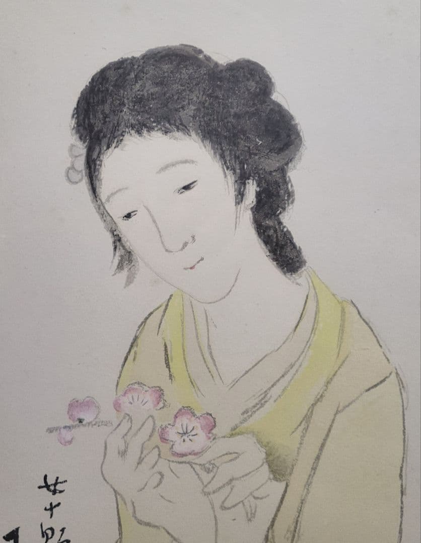 arp1211　竹久夢二　女十題の内(紅梅)　木版画『こたつ』合わせて2点