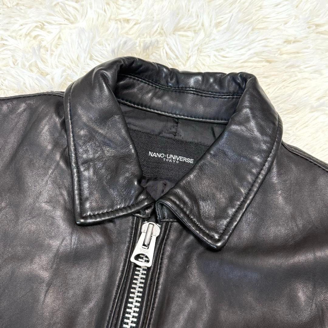 ナノユニバース 羊革ライダースジャケット シングル L キルティング 中綿