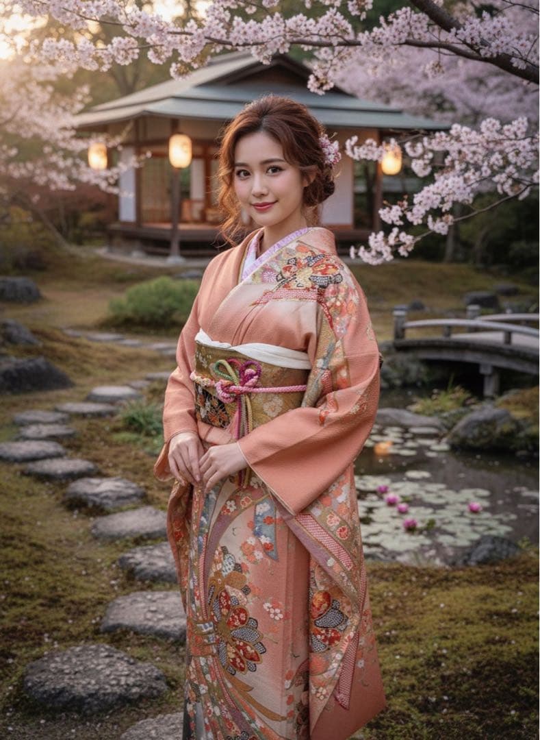 王道豪華古典柄　西陣織帯　正絹振袖フルセット　金彩　金刺繍　アースカラー