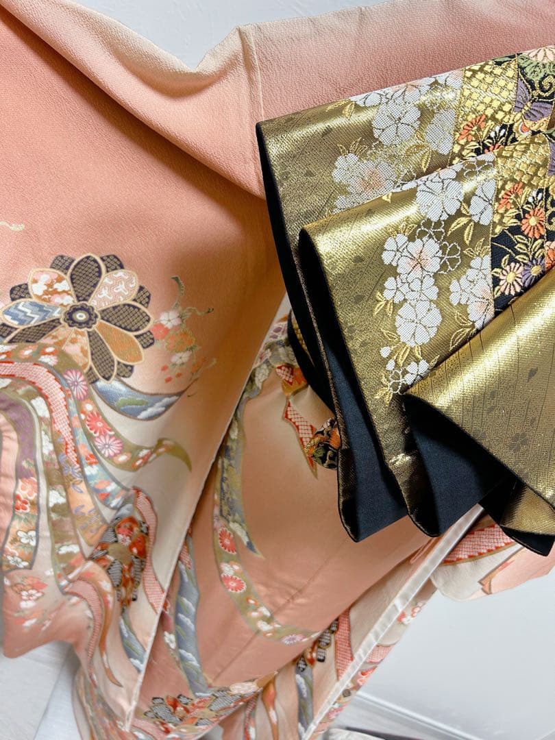 王道豪華古典柄　西陣織帯　正絹振袖フルセット　金彩　金刺繍　アースカラー