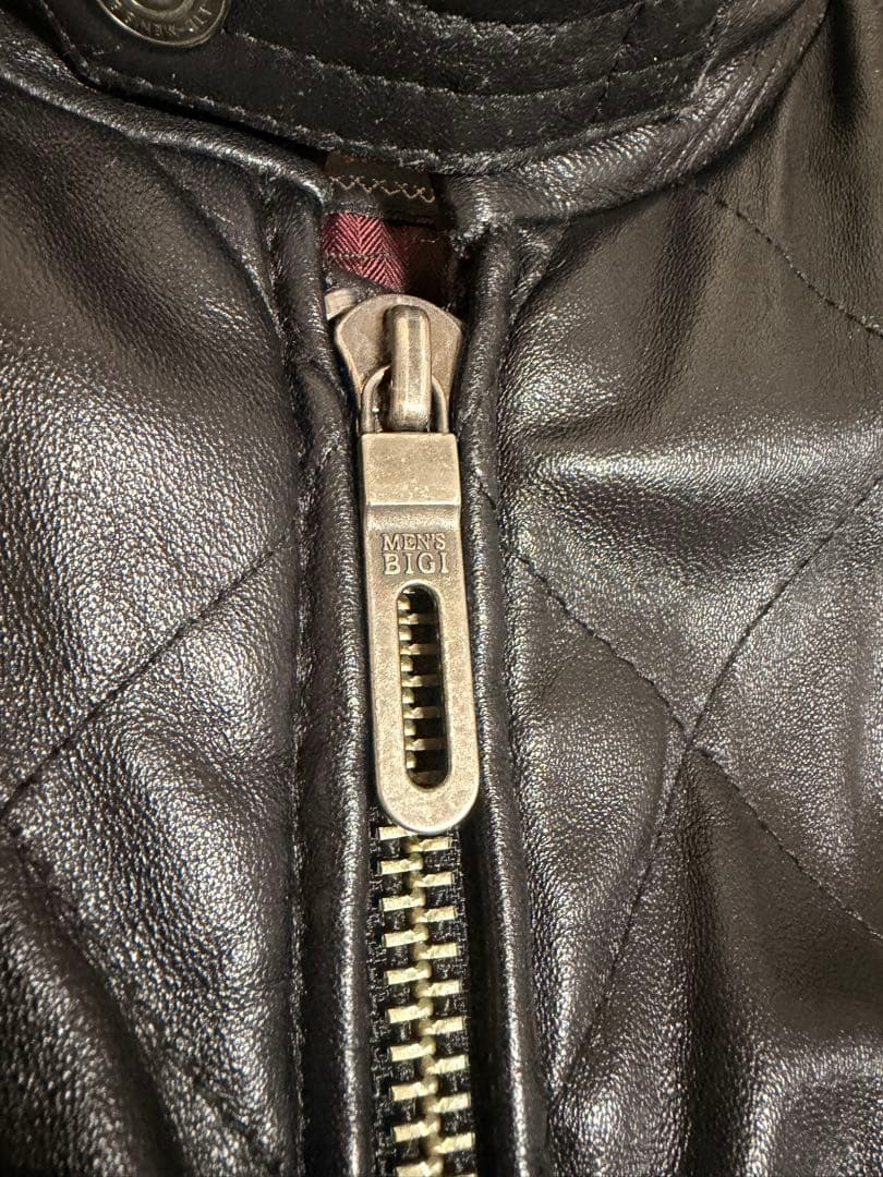 美品Men's Bigi Quilted Lamb Leather Jacket