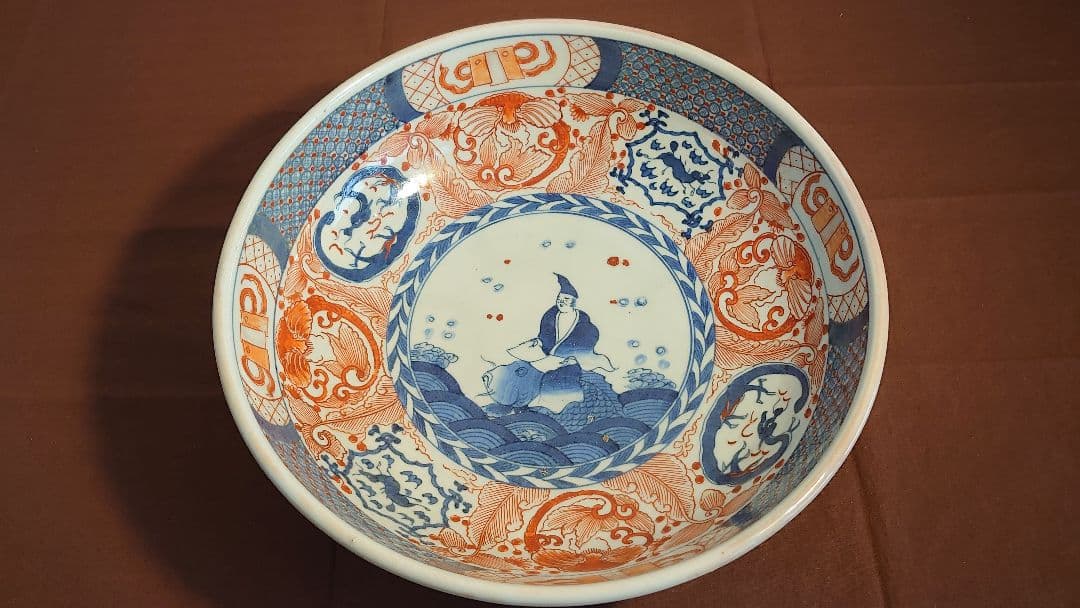 古伊万里　伊万里　色絵　鯉仙人　江戸期　大鉢　蔵出し　１客