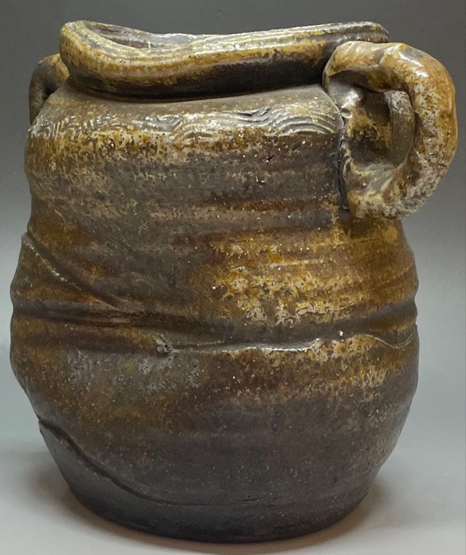 古備前　波状文　窯印　耳付水指　耳付花入　双耳水指　双耳花入　b6220