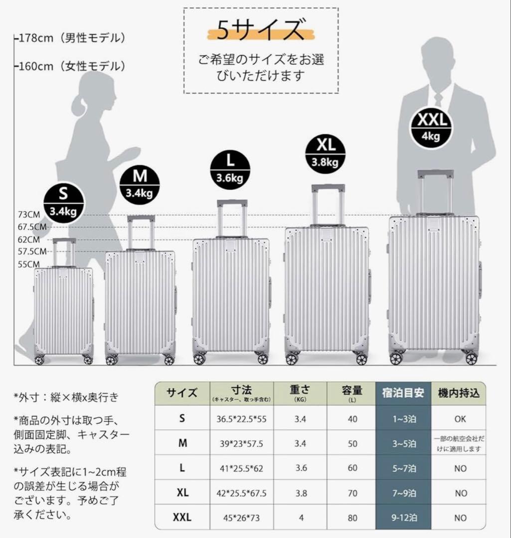 新品 スーツケース アルミフレーム キャリーケース 耐衝撃 TSAロック 軽量