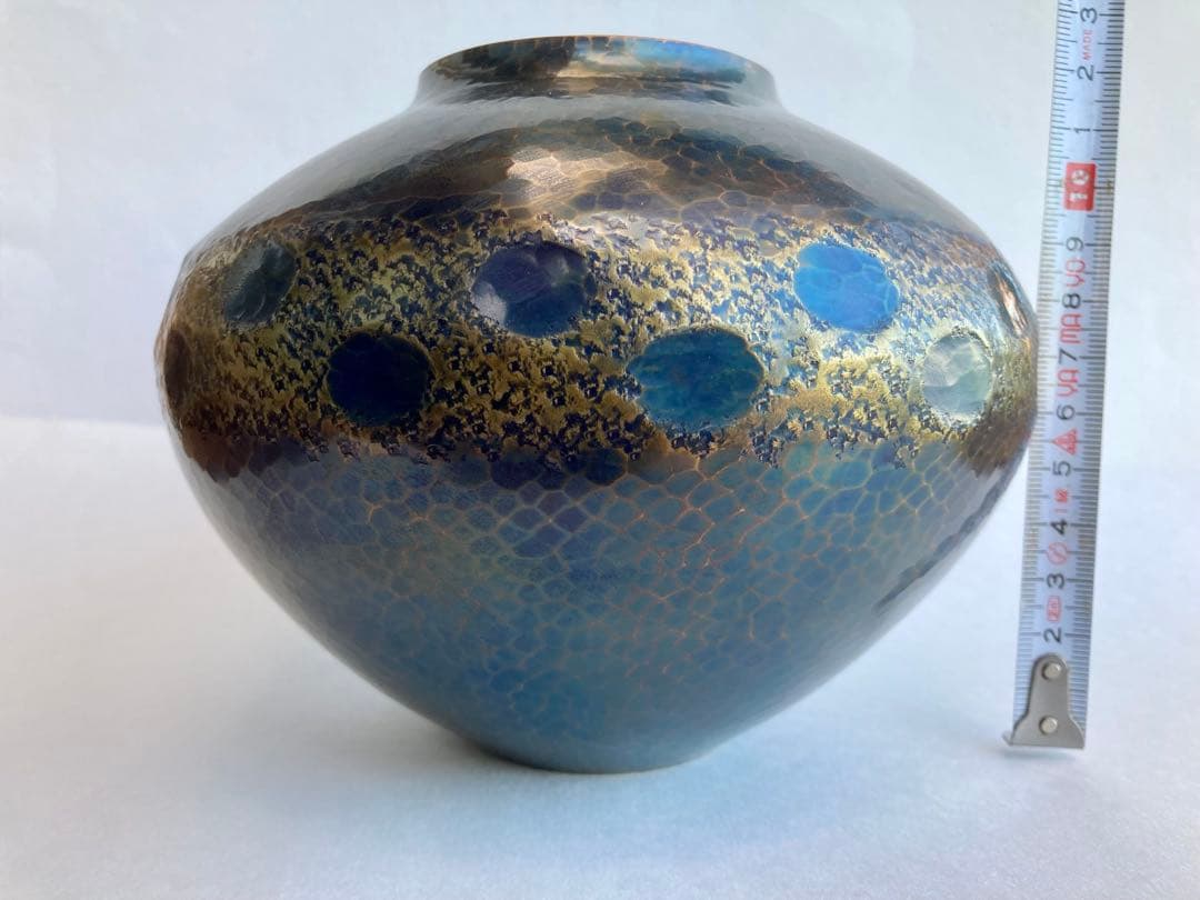 【新年セール】無形文化遺産　燕鎚起銅器　銅製花瓶　亀甲文　壺　玉川堂　骨董品