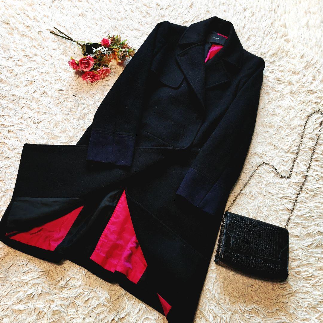 ポールスミス チェスターコート ダブルボタン ブラック バイカラー ウール 38