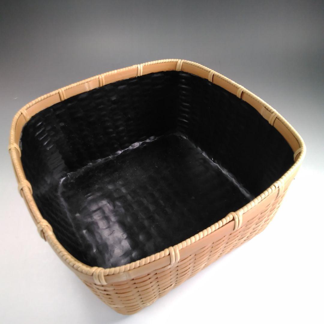 ア50 『島田竹宝斎』作　『松山篭　炭斗　共箱』竹籠　茶道具