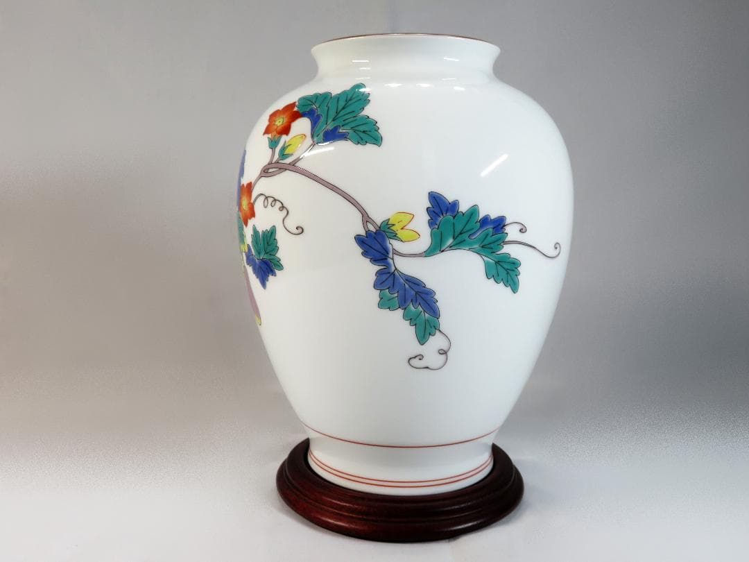 美品 ☆ 十三代酒井田柿右衛門作 花鳥図「夏」の壺 昭和 ヴィンテージ