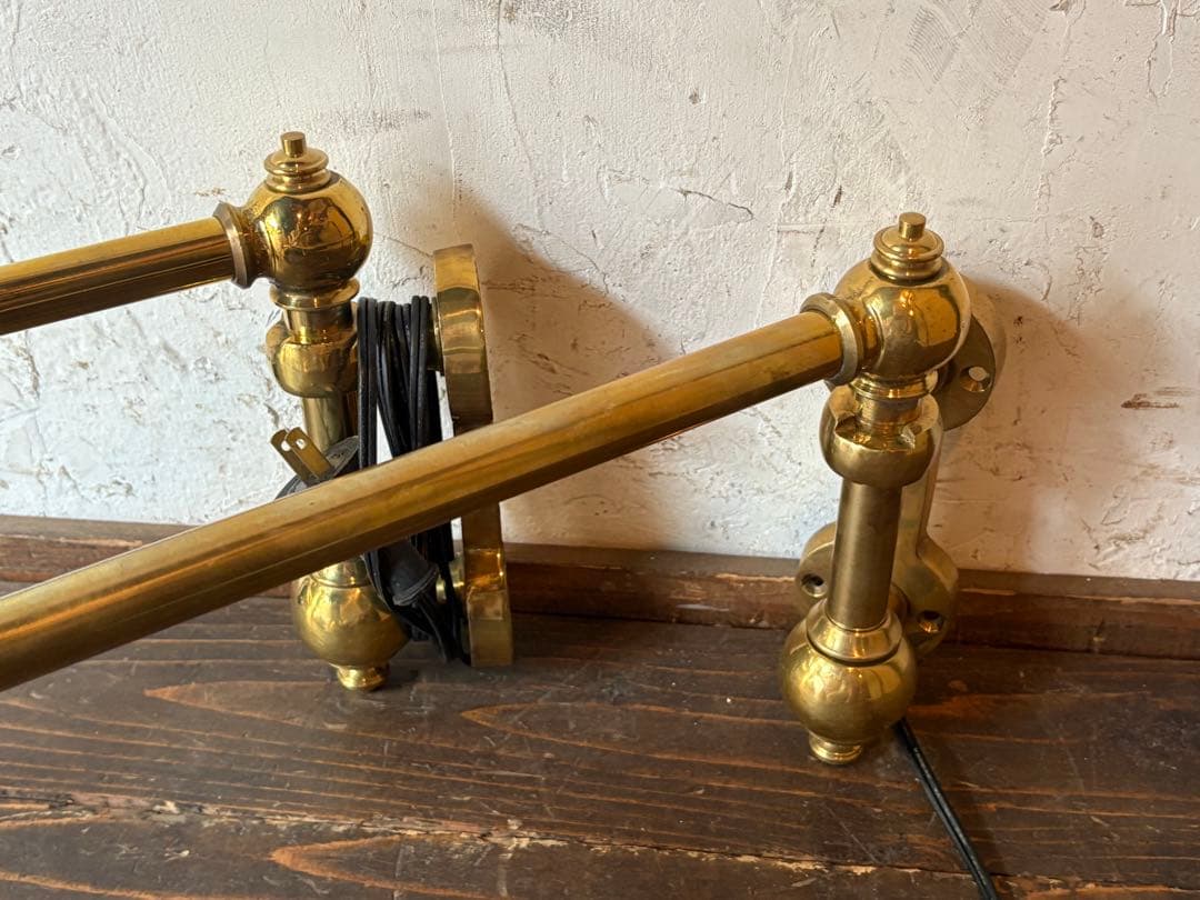 真鍮製アーム式ランプ 4灯