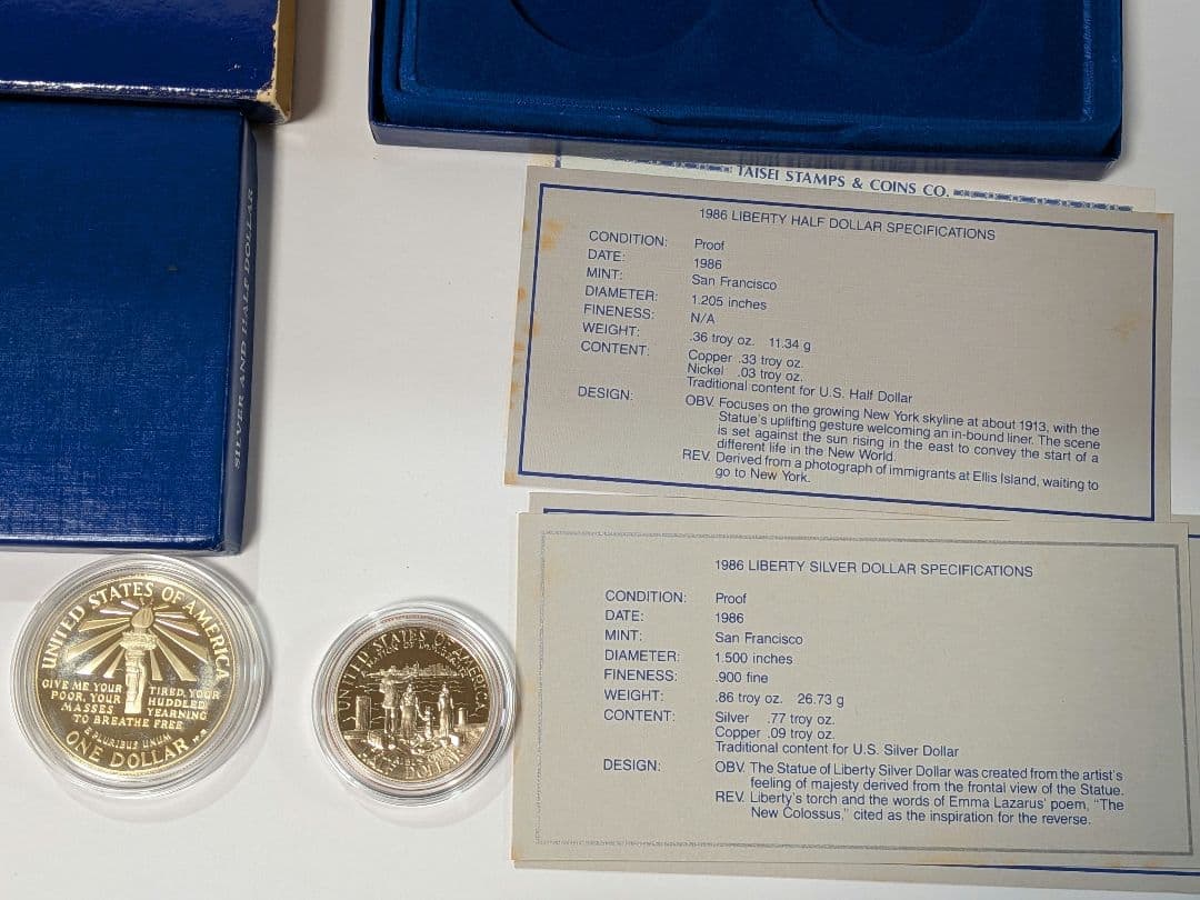 美品　1986年 アメリカ 自由の女神 記念銀貨　レトロ　コレクション　付属品有