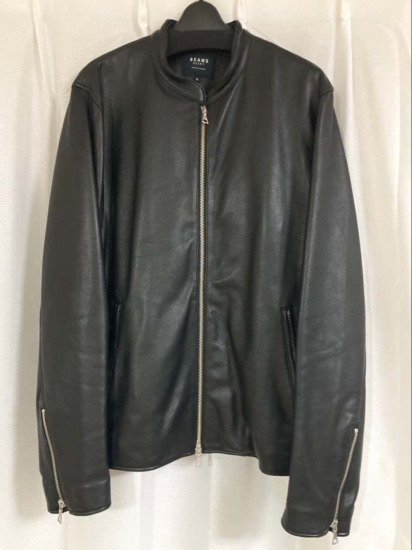 BEAMS HEART シングルライダースジャケット XL ブラック