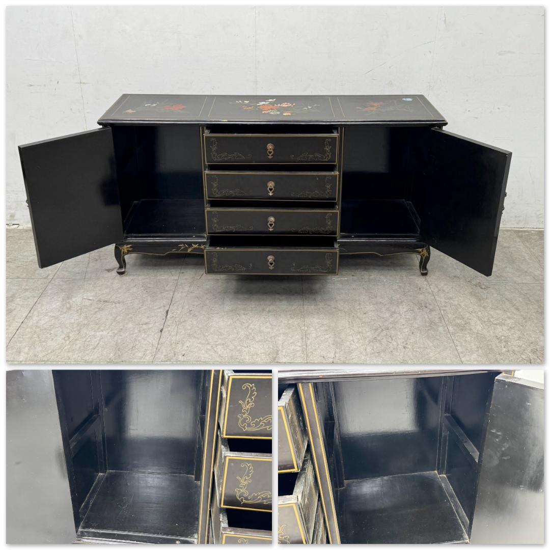 T1201☆サイドボード　アンティーク　石細工　彫刻　飾り棚　キャビネット