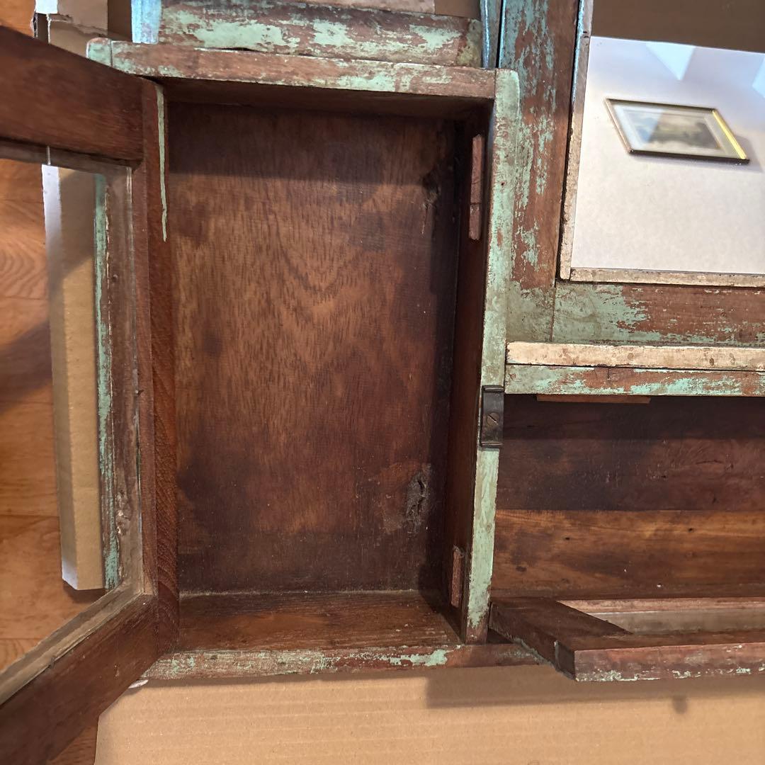 ヴィンテージ鏡 木製 アンティーク仕上げ