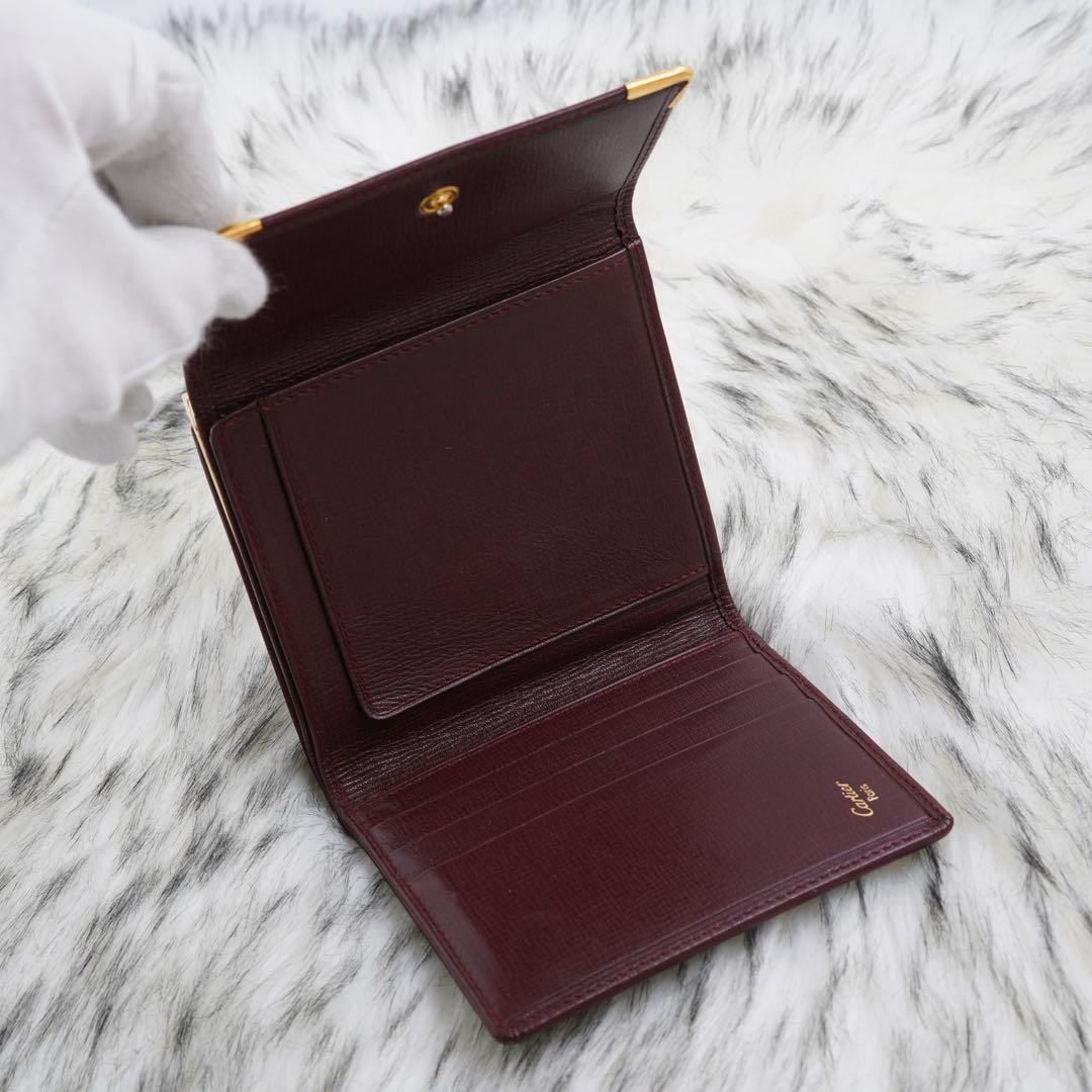 極美品　Cartier カルティエ　三つ折り財布　マストライン　ボルドー