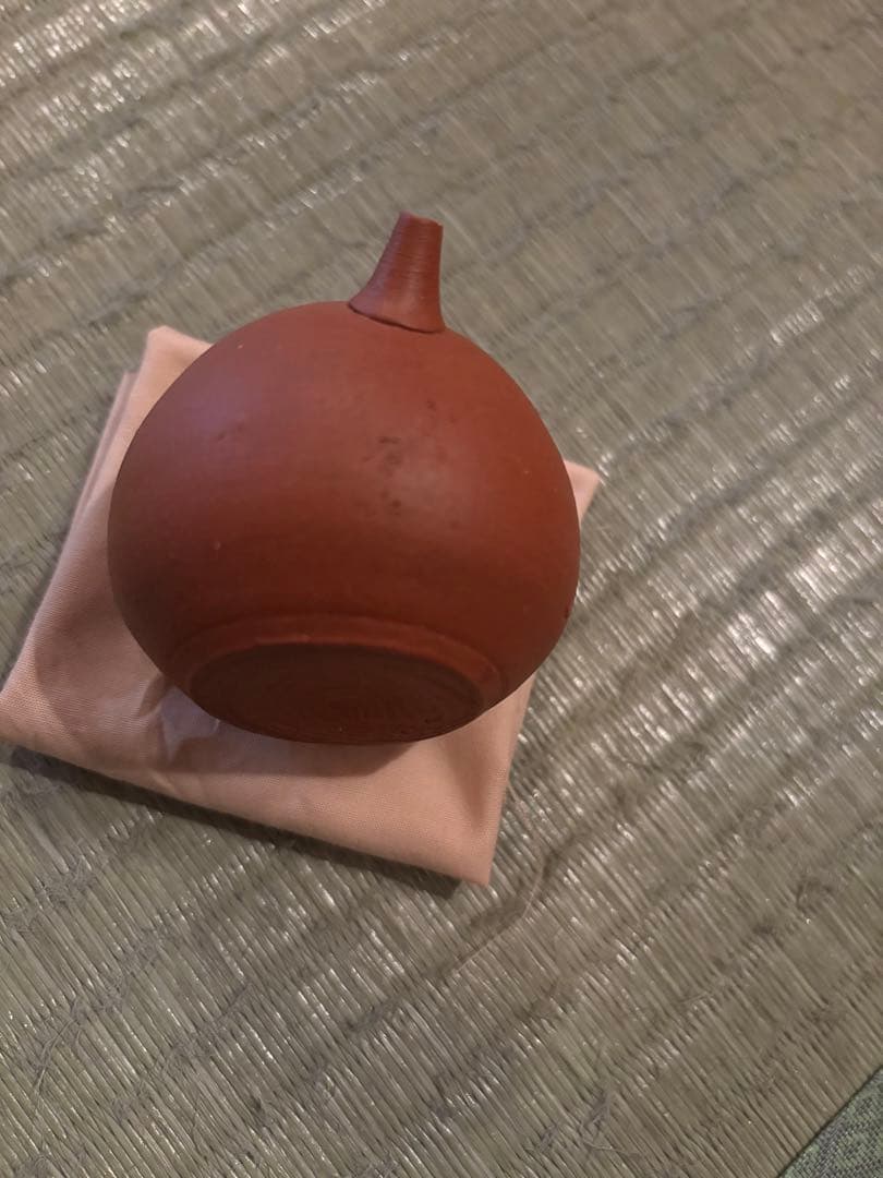 三代山田常山　梨皮 朱泥 水滴　人間国宝　稀少品　在銘