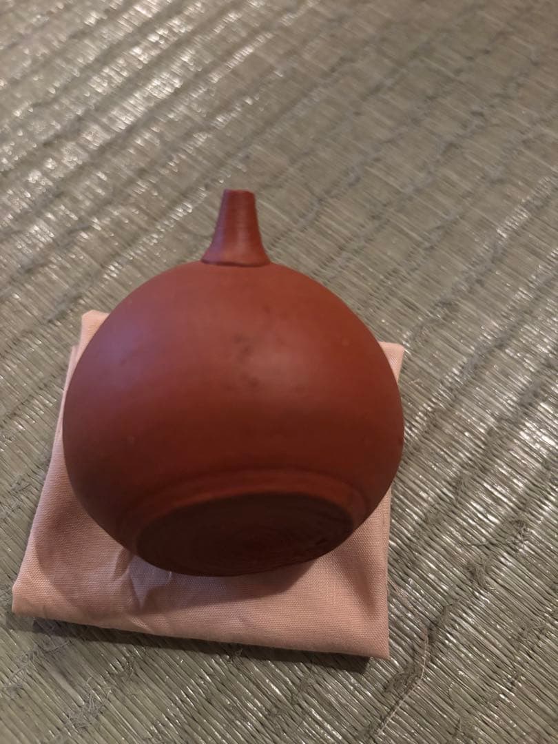 三代山田常山　梨皮 朱泥 水滴　人間国宝　稀少品　在銘