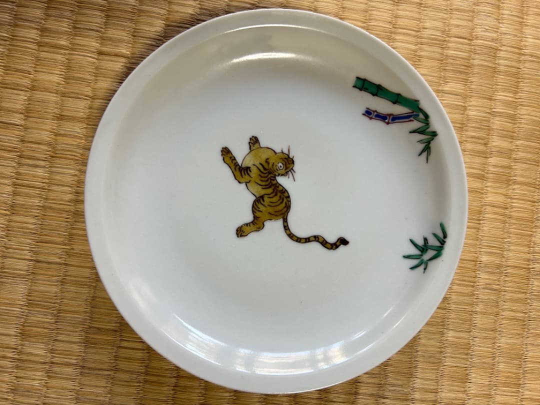 初代徳田八十吉　古九谷写絵変り中皿　5枚