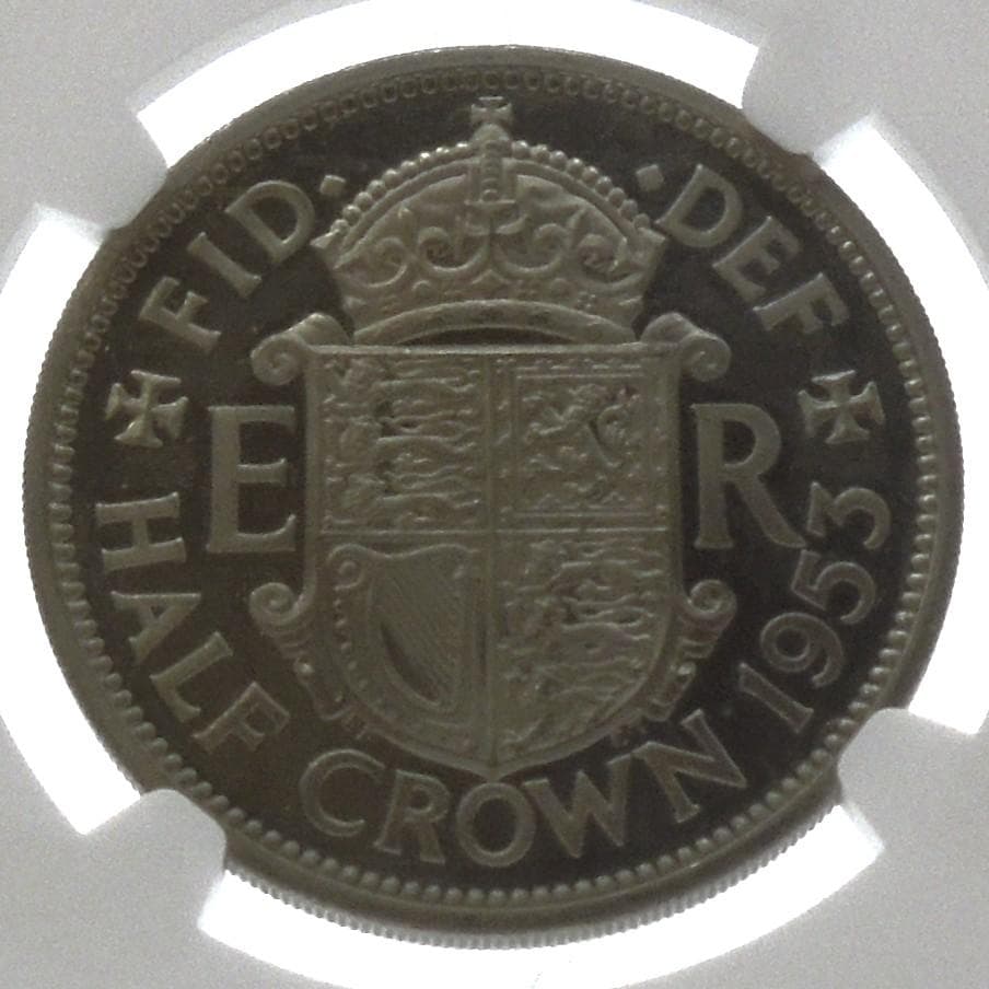 NGC PF65 UC 1953 英国 エリザベス2世 戴冠記念 ハーフクラウン