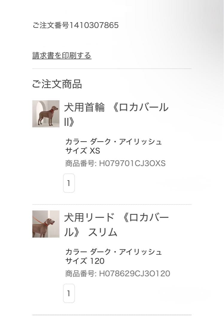 新品 HERMES 犬用 首輪&リードセット ロカバール スリム　エルメス XS