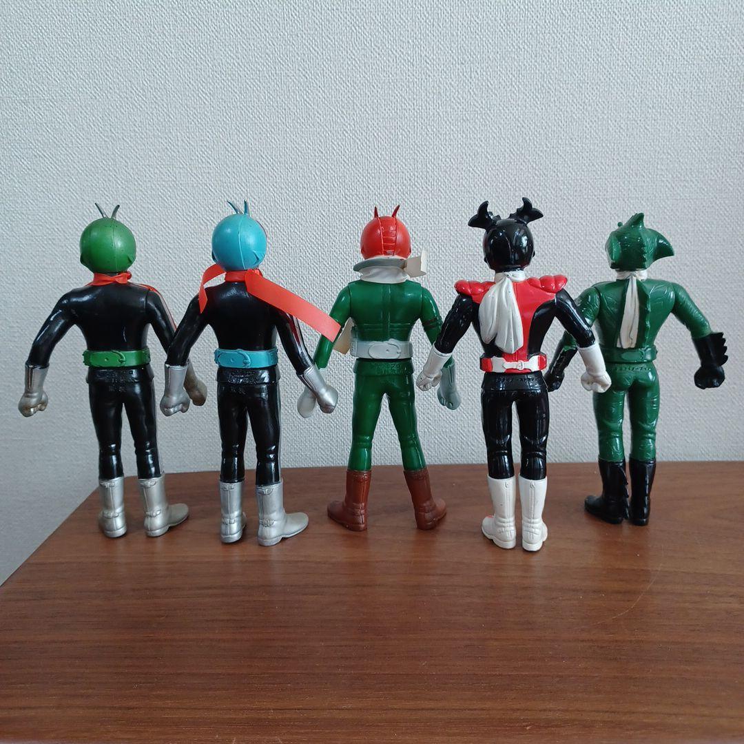 当時物　ポピー（バンダイ）製「仮面ライダー」希少ソフビフィギュア５体セット
