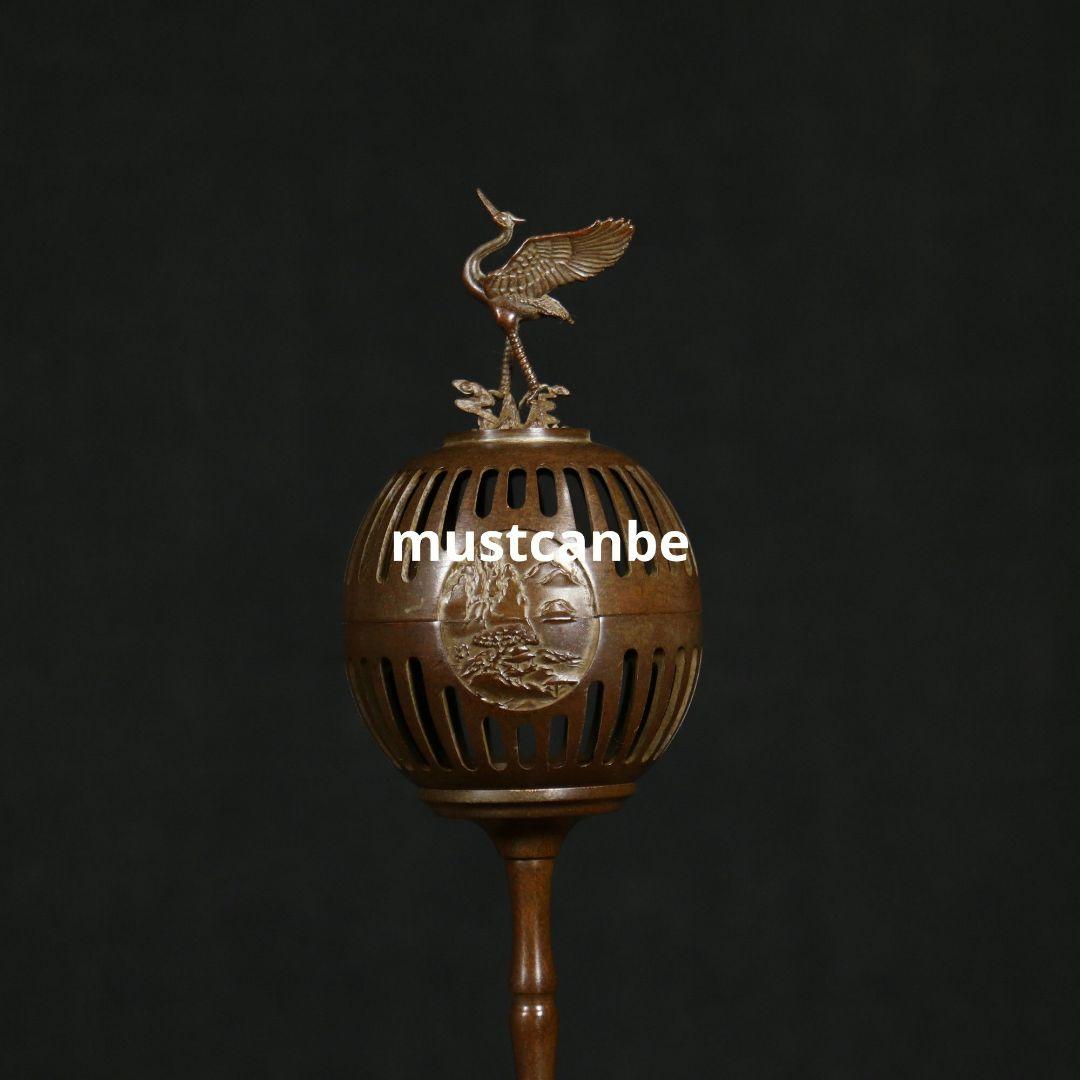 銅 細工 鶴守宮灯香炉 室内檀香香炉 禅意 置物 装飾品 工芸品