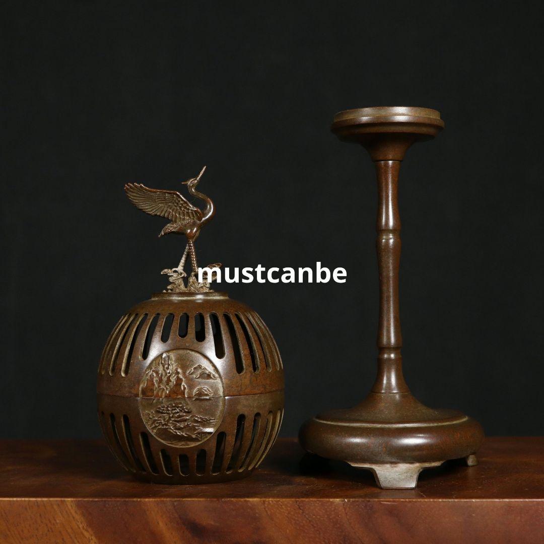 銅 細工 鶴守宮灯香炉 室内檀香香炉 禅意 置物 装飾品 工芸品