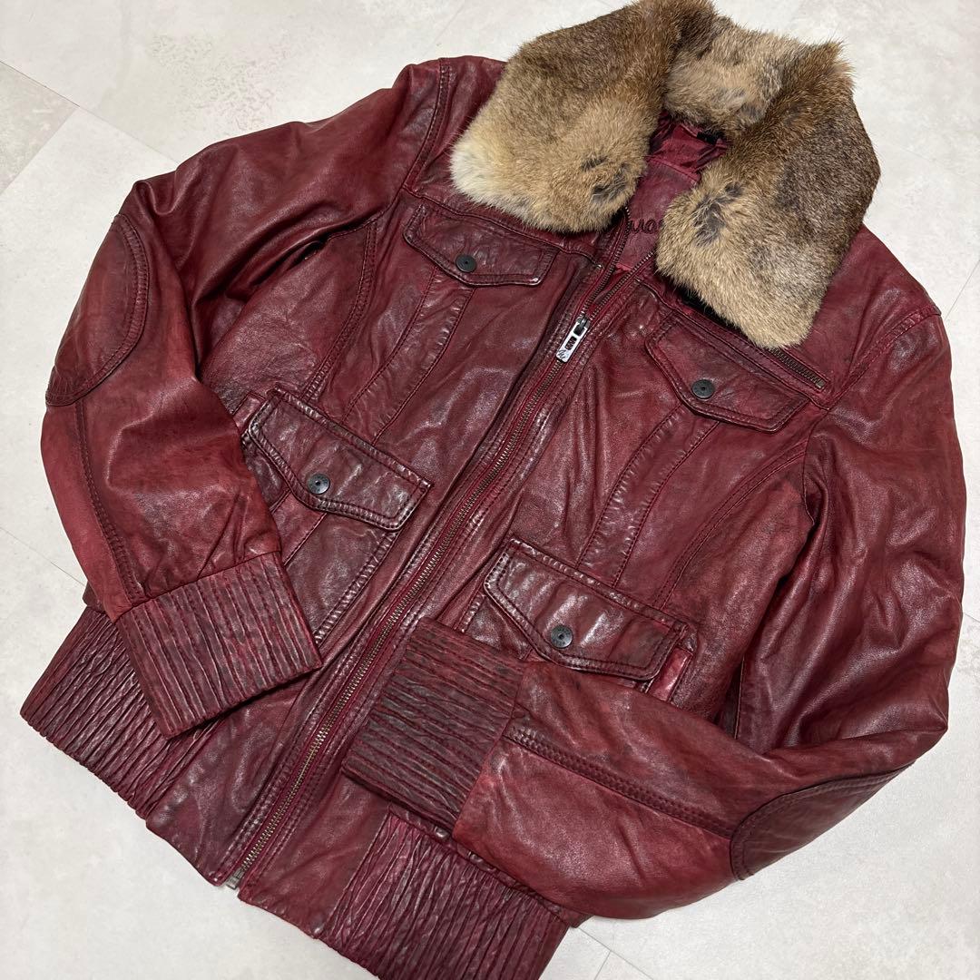 本日限定値下げ！US製 本革 リアルファー レザージャケット ギャル男 お兄系