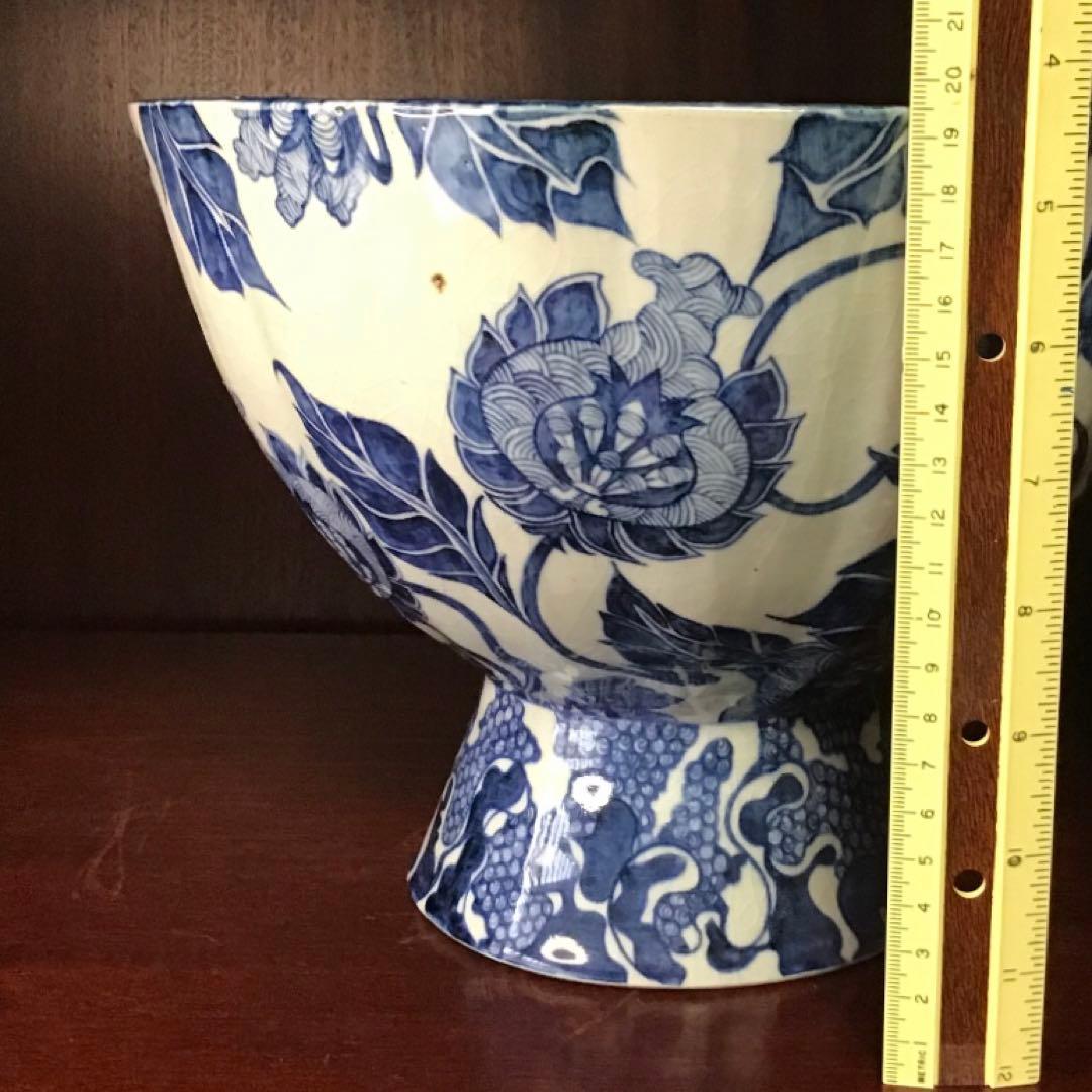 谷中耀子　染付大鉢　径25.5cm 高19.5cm個展作品