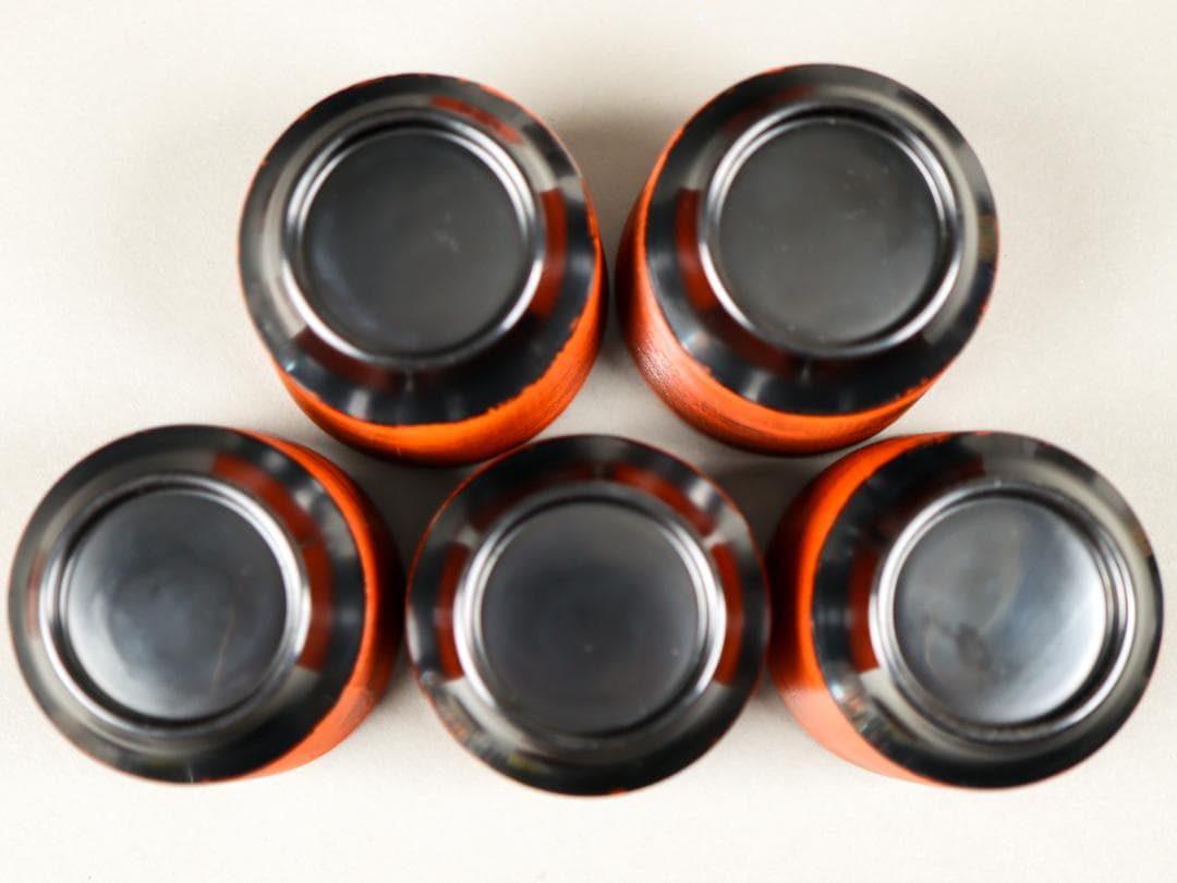 青紫園造 根来塗 箸洗 5客 吸物椀 共箱 未使用