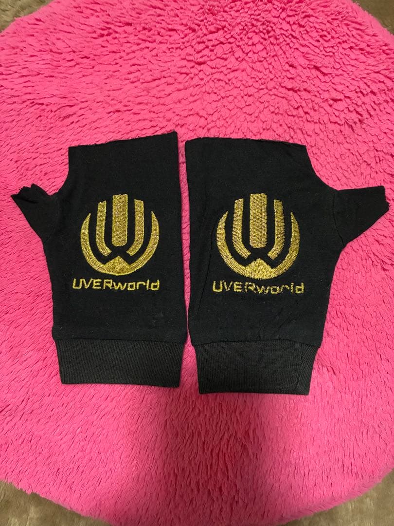 【美品】UVERworld グローブ 黒 金色刺繍