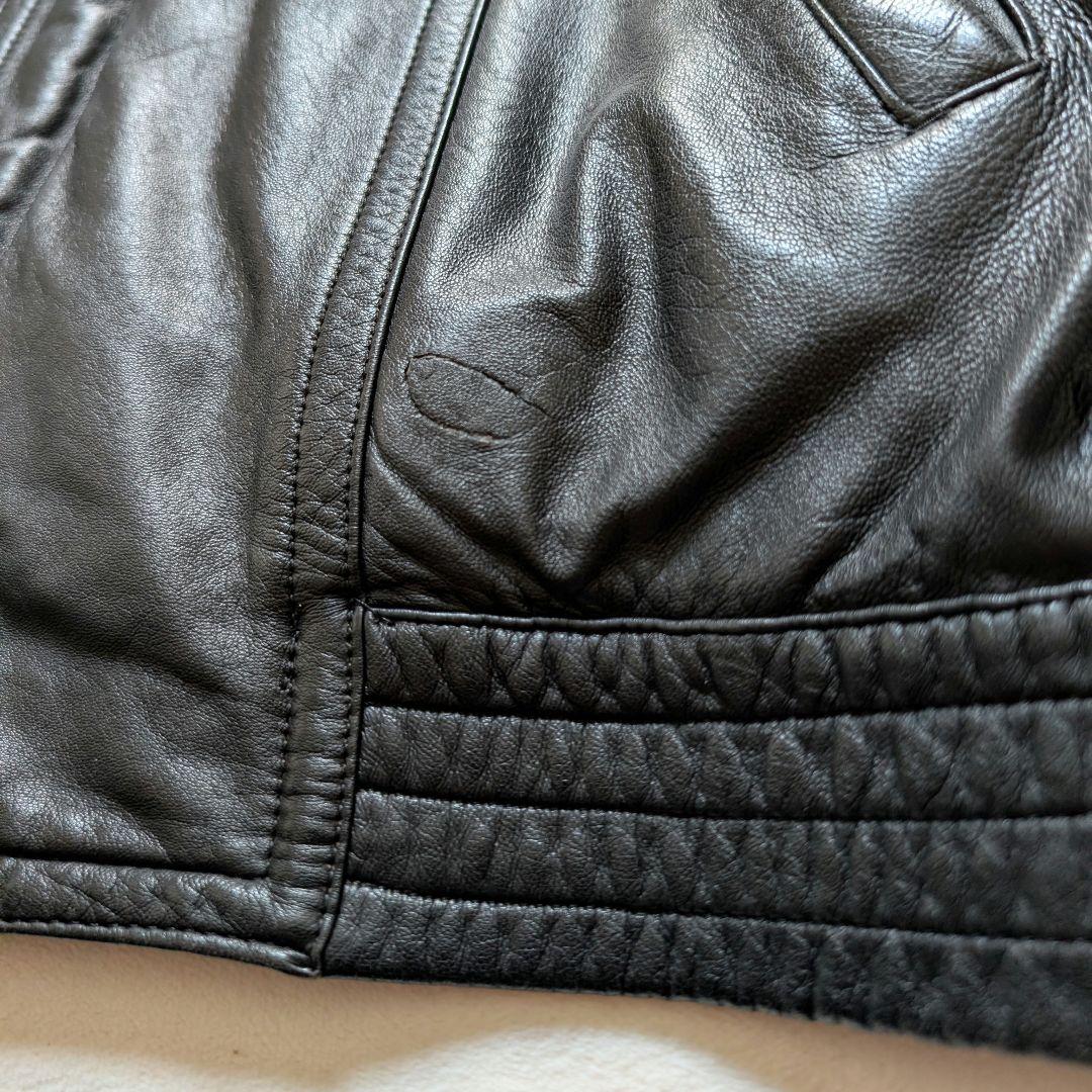 ラムレザー★本革 羊革 A-2型 レザージャケット ブルゾン 黒 L 韓国