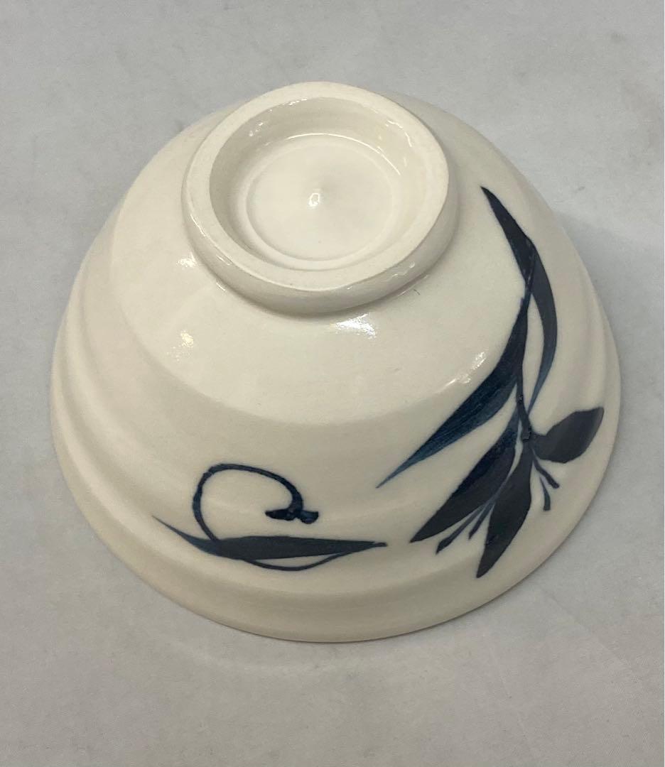 B143  備前花入・砥部白水茶碗・織部蓋置　茶道具3点セット　各共箱