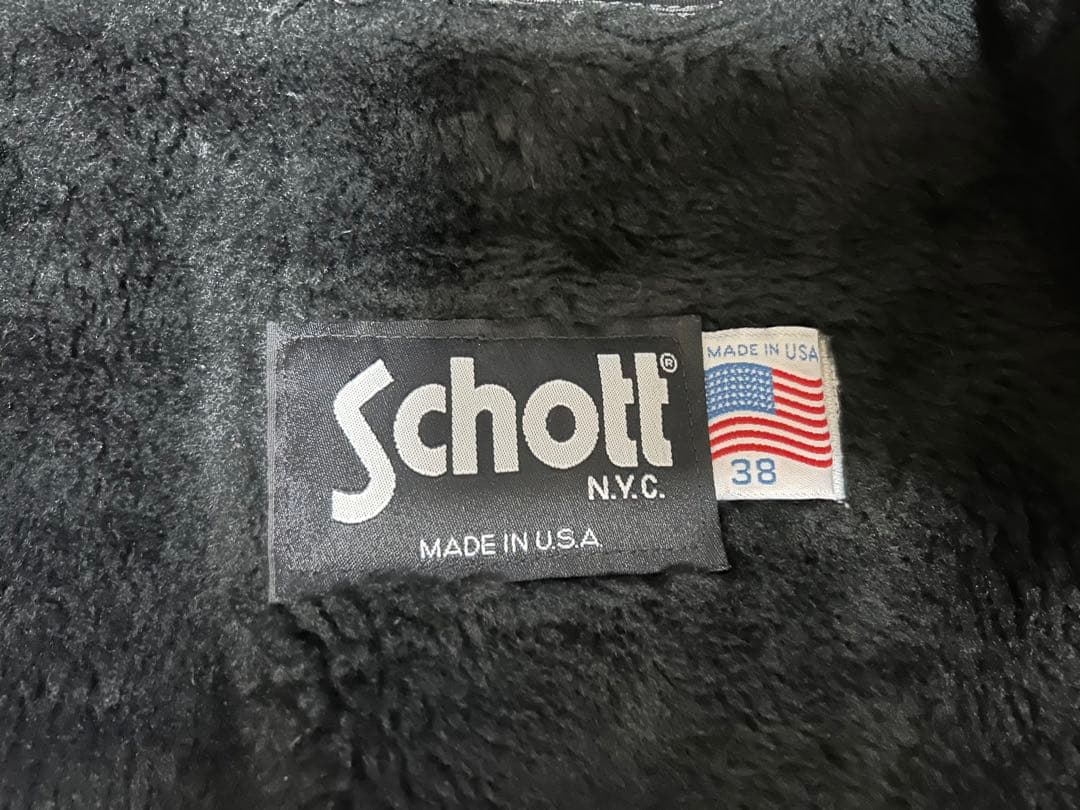 アメリカ製★Schott★シングルライダースジャケット★襟付き★38