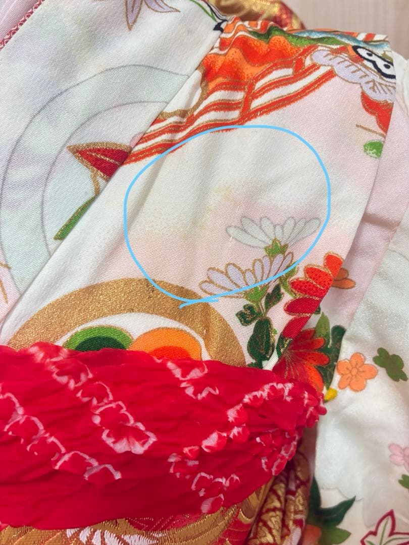 7歳　七五三用 白地に華やかな古典柄着物セット