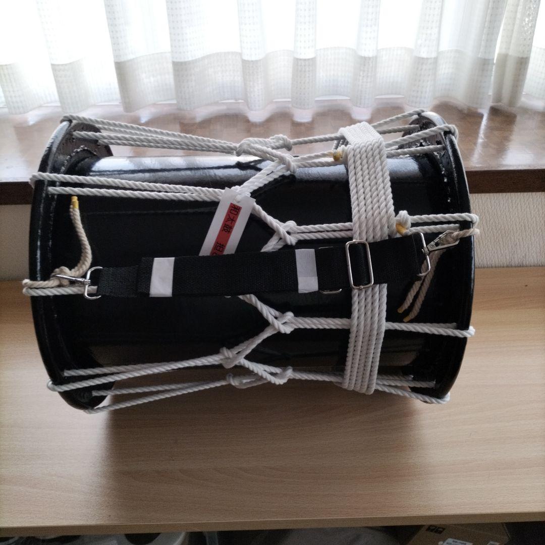 「ミズキ様ご依頼商品」担ぎ太鼓　　和太鼓 　天然皮革　ストラップ付き　中古品⑨