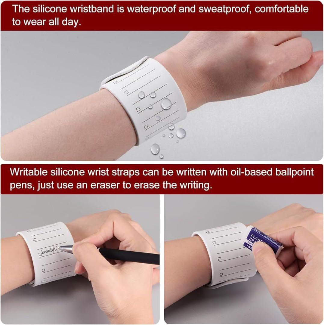 シリコンメモリストバンド 装着型ストラップ ペン 消しゴム付 防水