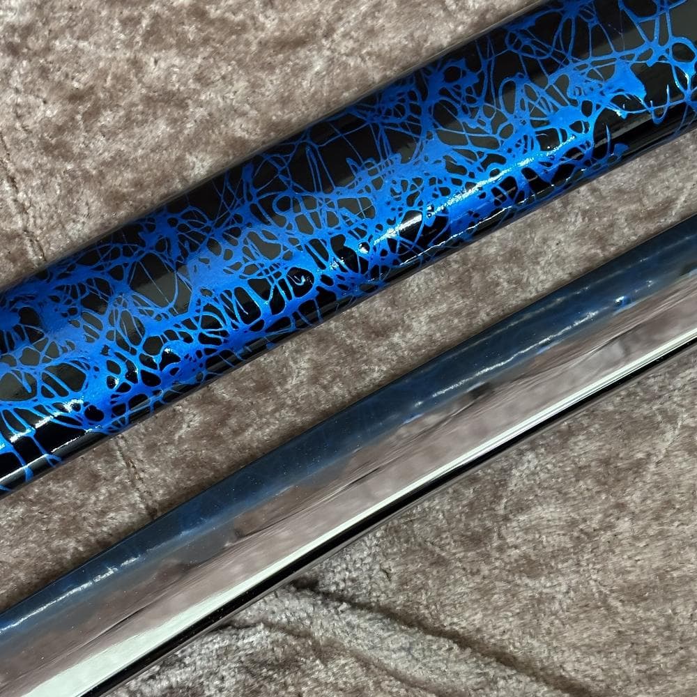 【重厚／美麗】模造刀 大刀 木製鞘 漆黒×流転青 観賞用 コスプレ 撮影用