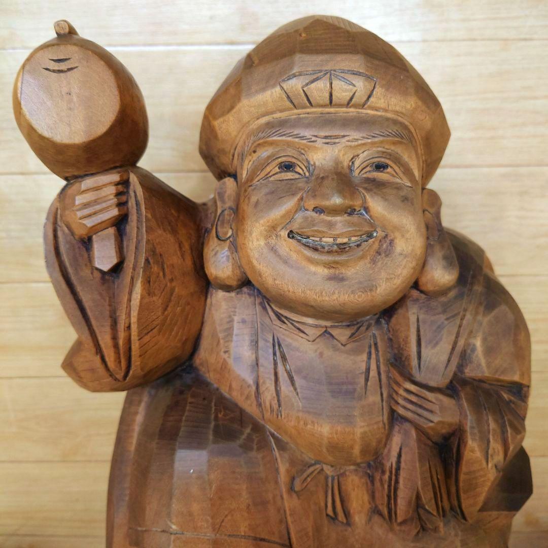 新春特価◆大黒様木彫大黒天像◆製作者在銘刻印有り◆高さ約41cm重量約7.5kg