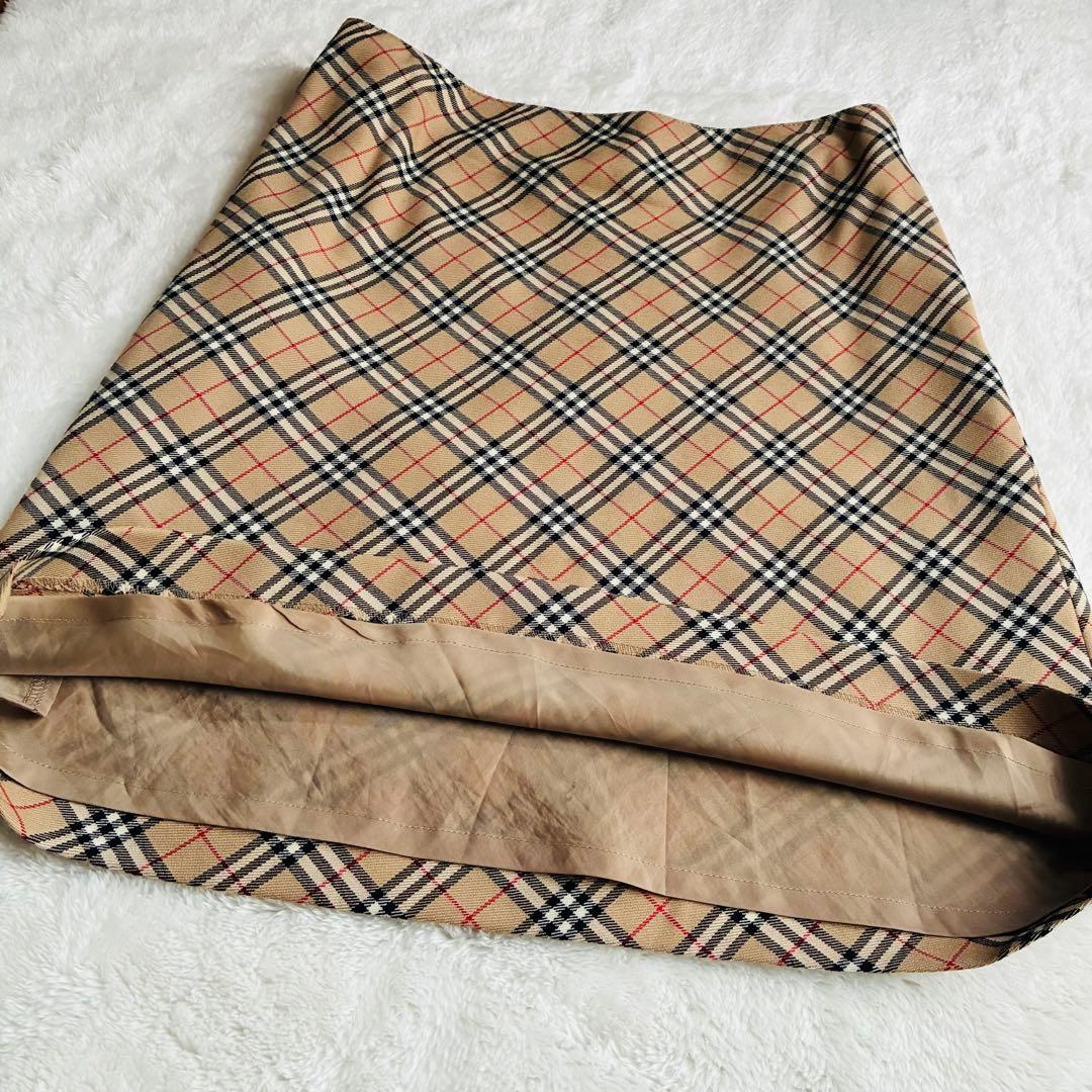 【極美品】バーバリーブルーレーベル　ノバチェック柄スカート ウール混　38