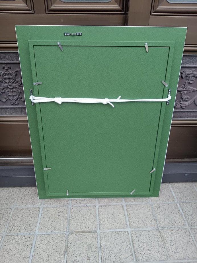 油彩画　斎藤真一作　「赫い雪」～越後瞽女日記より～　額付　共シールル