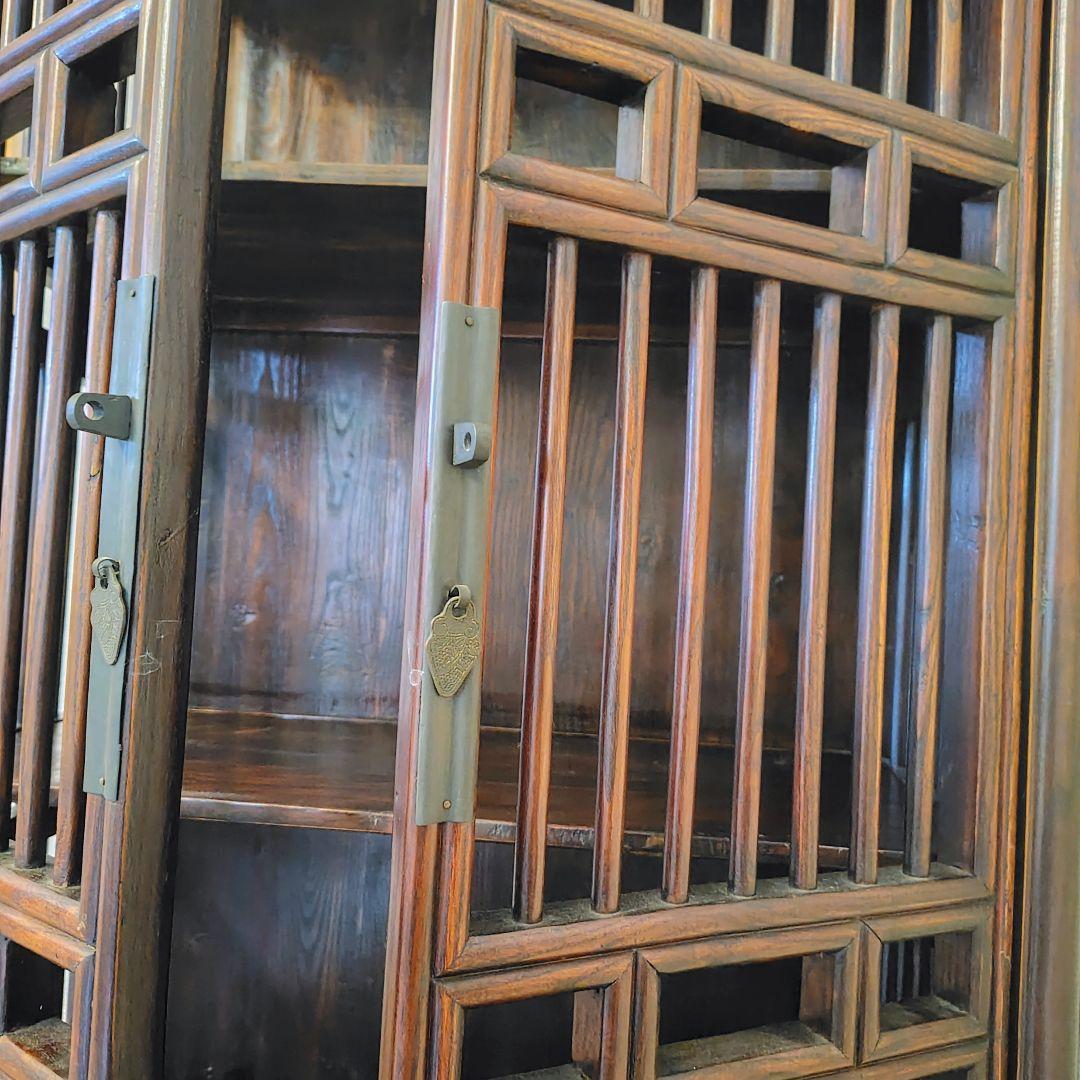 アンティーク調 木製収納キャビネット ダークブラウン