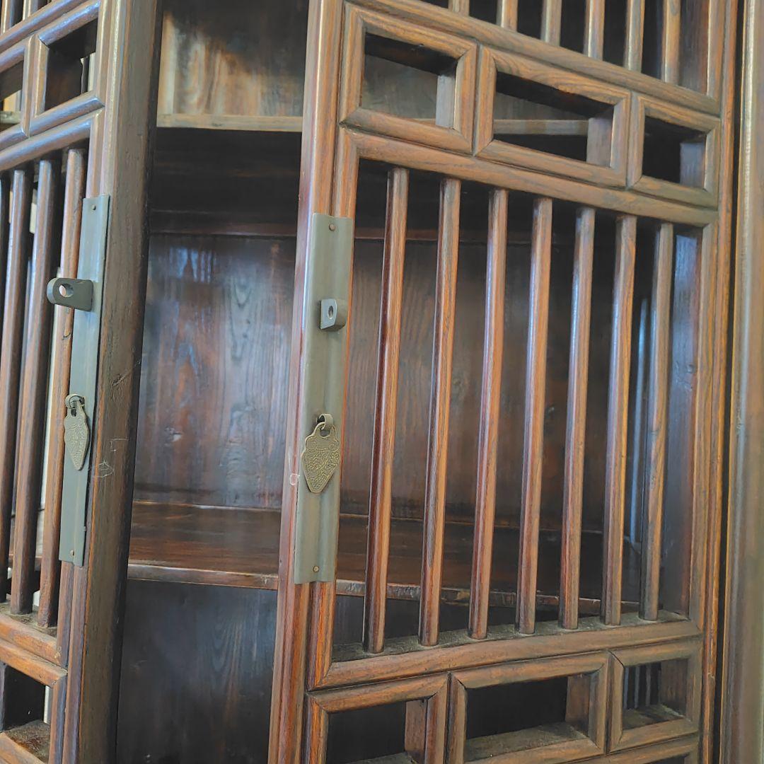 アンティーク調 木製収納キャビネット ダークブラウン