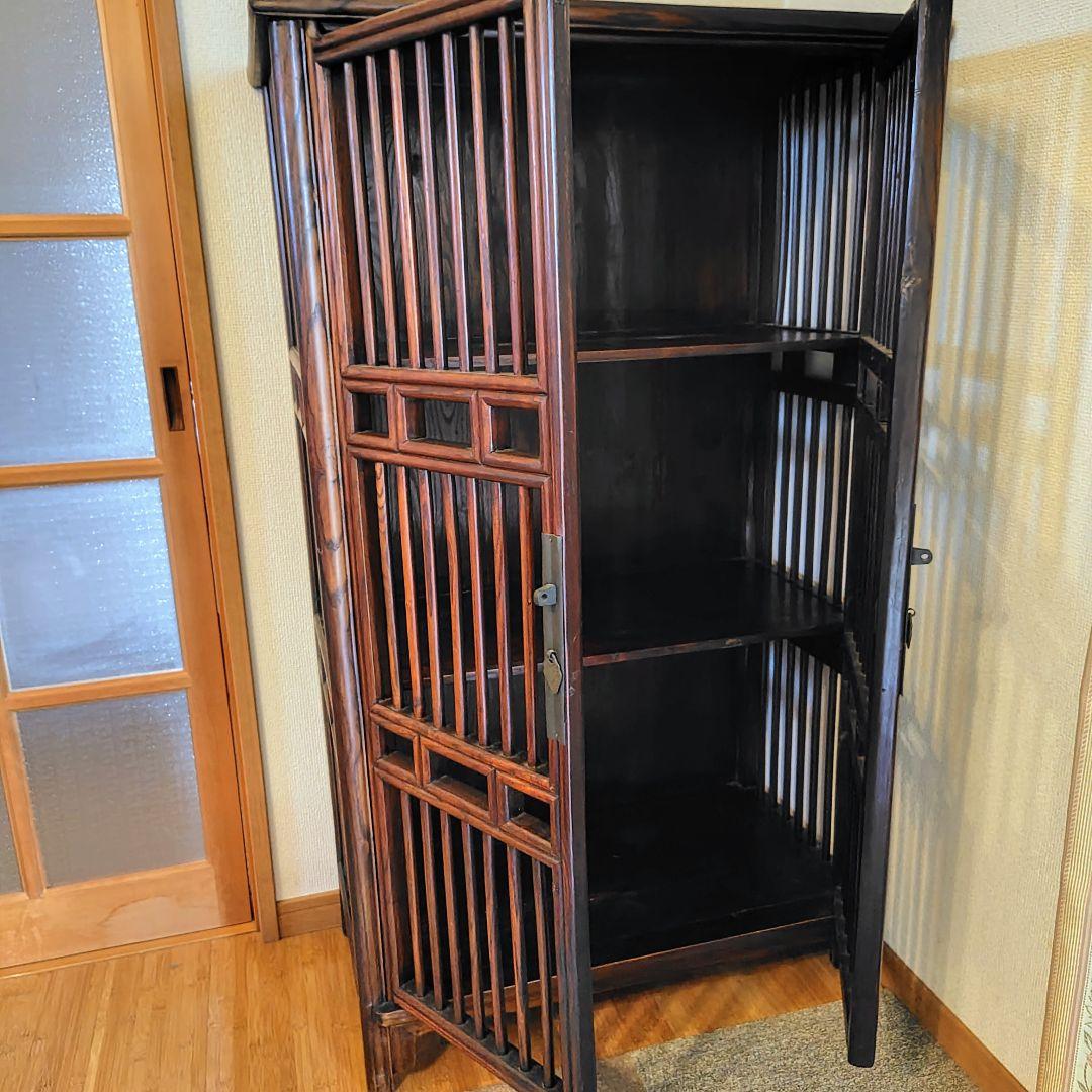 アンティーク調 木製収納キャビネット ダークブラウン