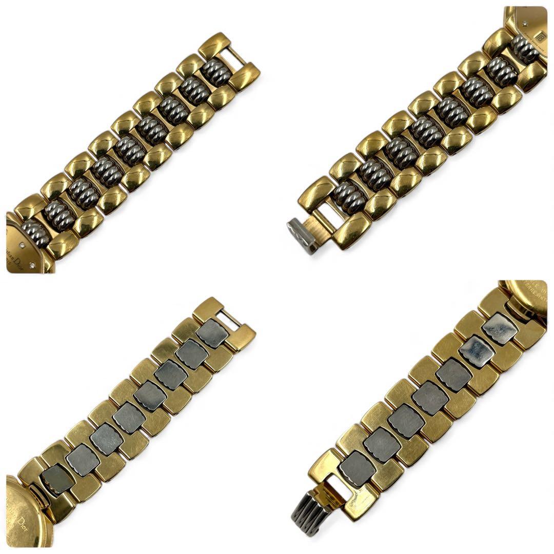 レア クリスチャンディオール 腕時計 ダイヤ11P オクタゴン ゴールド デイト