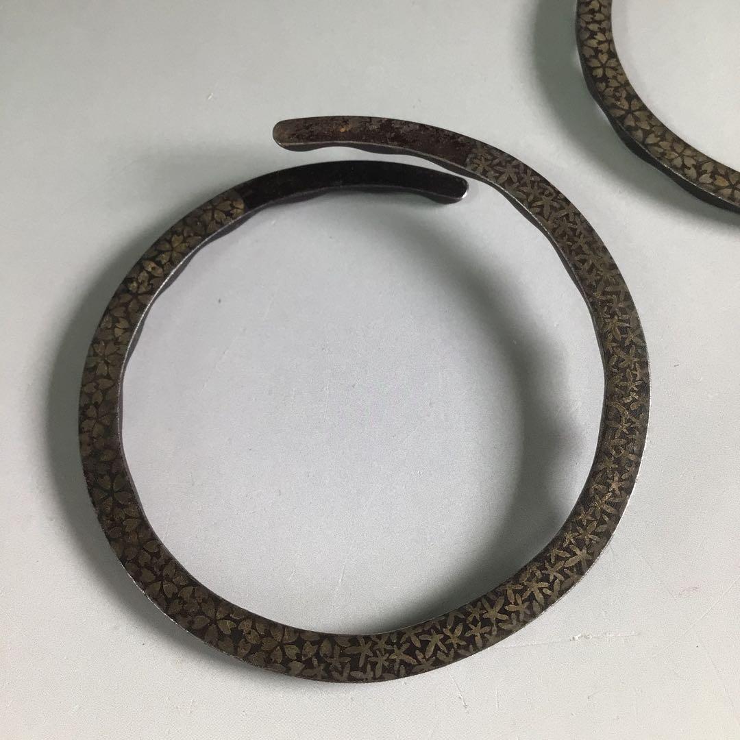 Ｒ６２９　釜釻　『高木治良兵衛造』『雲錦象嵌』『大角豆』『相生鐶』　共箱　茶道具