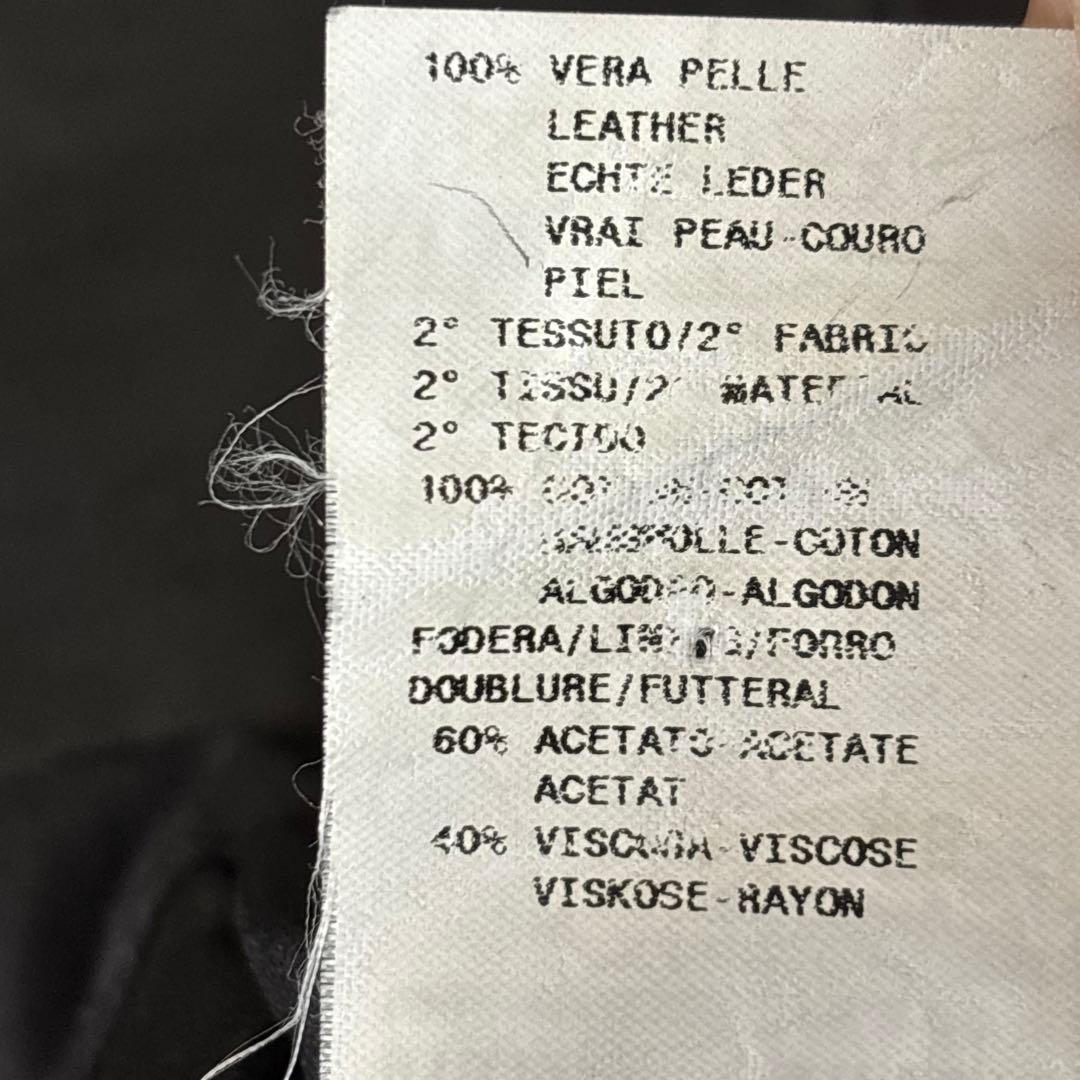 黒タグ エンポリオアルマーニ ライダース レザージャケット 本革 48 なめし革