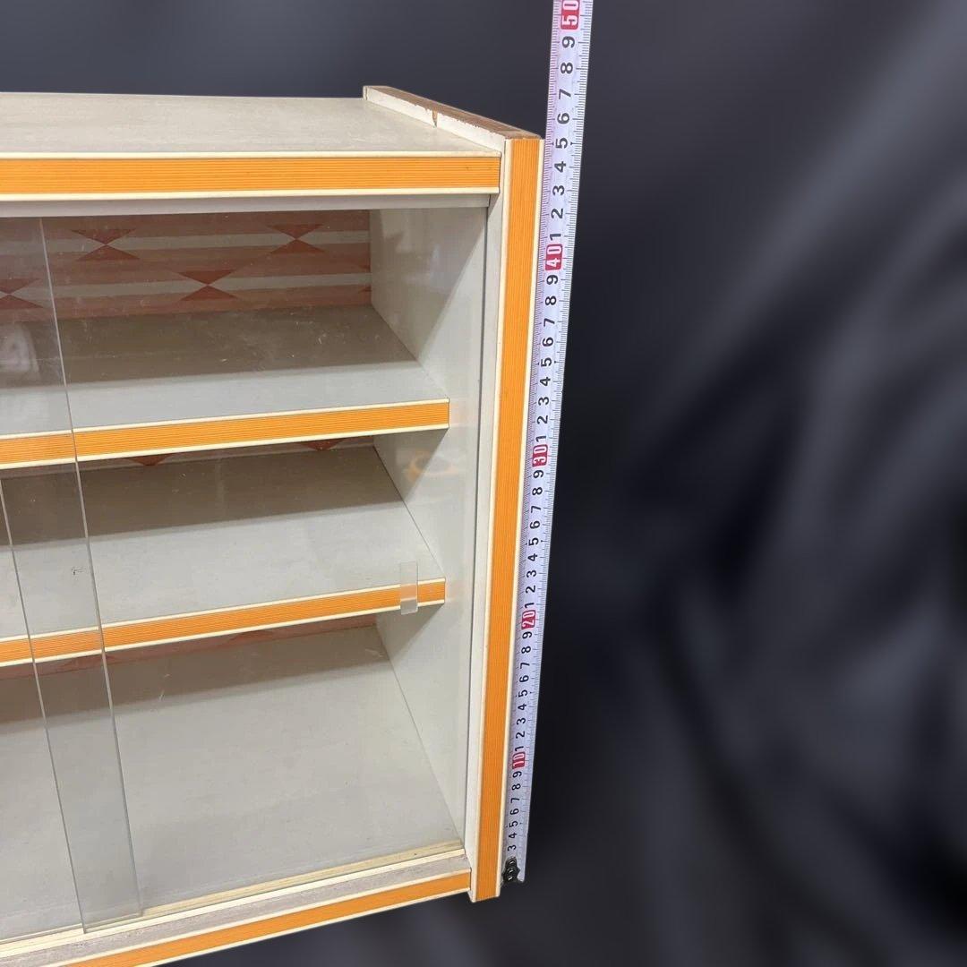 昭和レトロ　レトロポップ　飾り棚　ショーケース　オレンジ　古家具　インテリア
